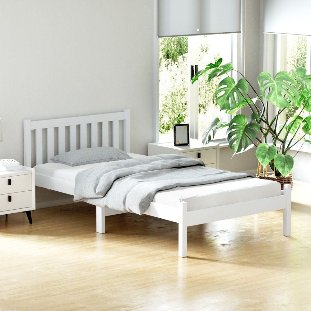 Artiss Bed Frame King Single Size Wooden White SOFIE
