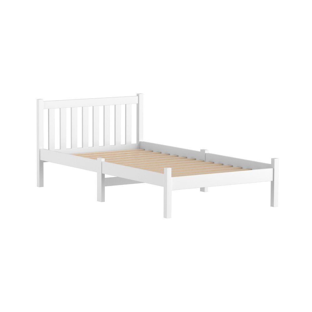 White wooden King Single bed frame only, included in the package