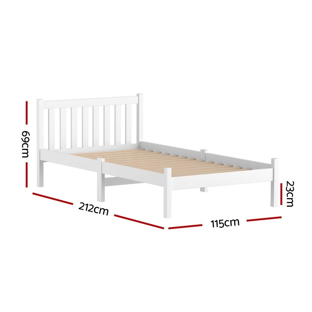 Artiss Bed Frame King Single Size Wooden White SOFIE