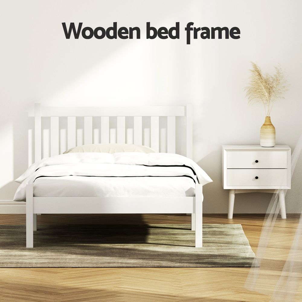 Artiss Bed Frame King Single Size Wooden White SOFIE