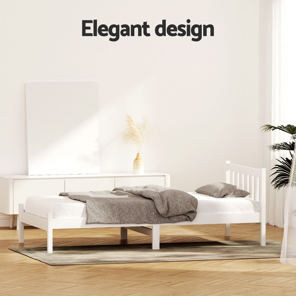 Artiss Bed Frame King Single Size Wooden White SOFIE