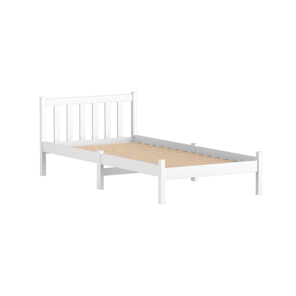 White wooden Single bed frame only, included in the package