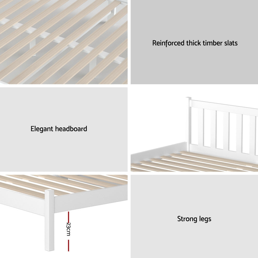 Artiss Bed Frame Single Size Wooden White SOFIE