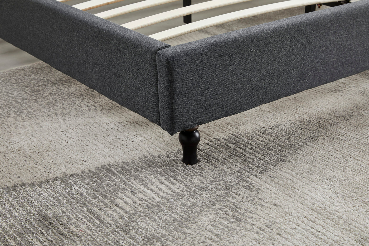 Dark Grey Wingback Bed Frame Queen