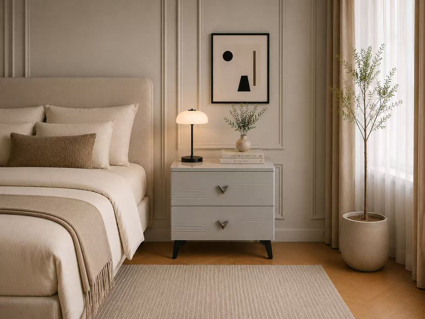 Luna Stone Top Bedside Table