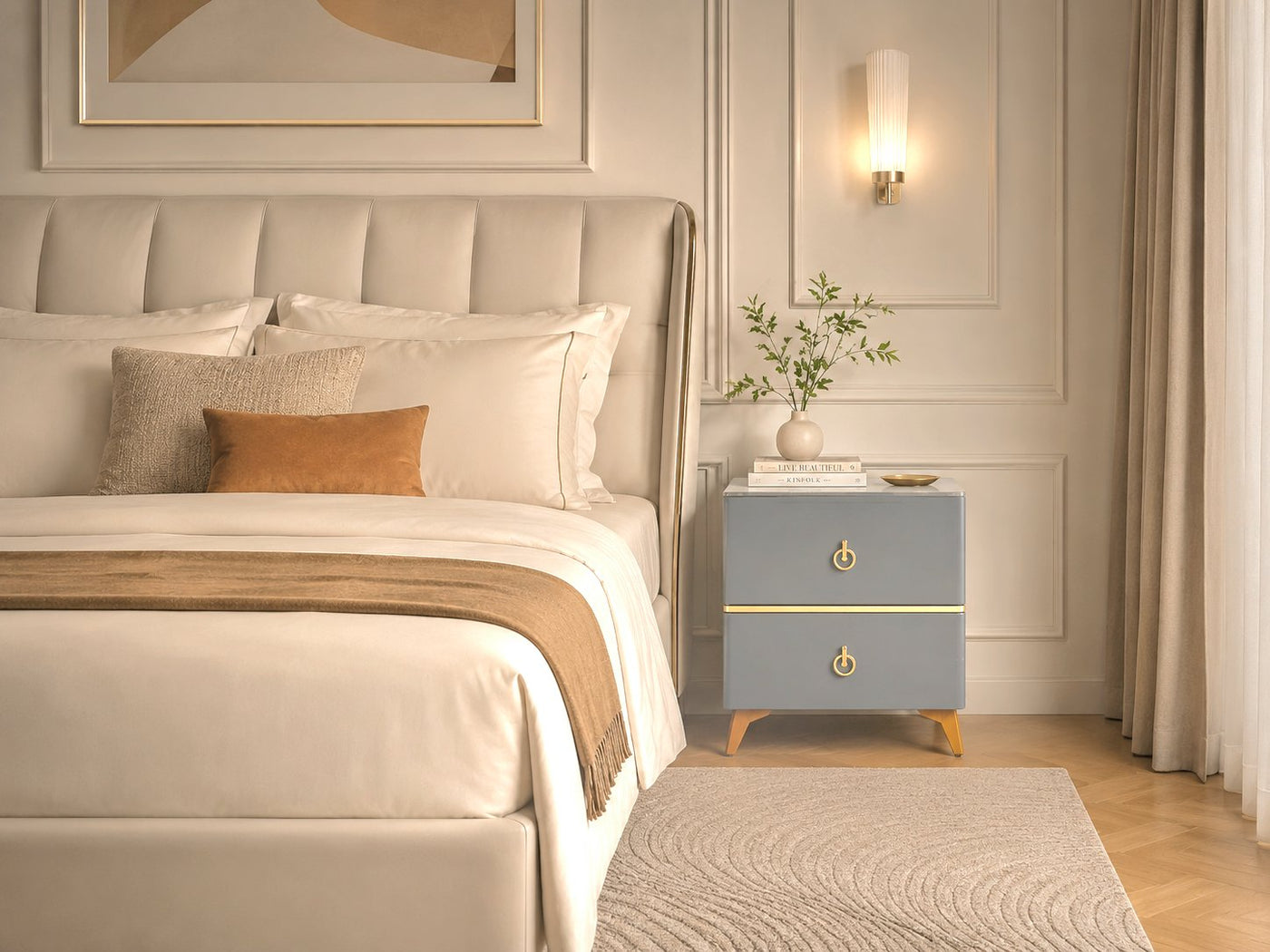 Royale Luxe Stone Top Bedside Table