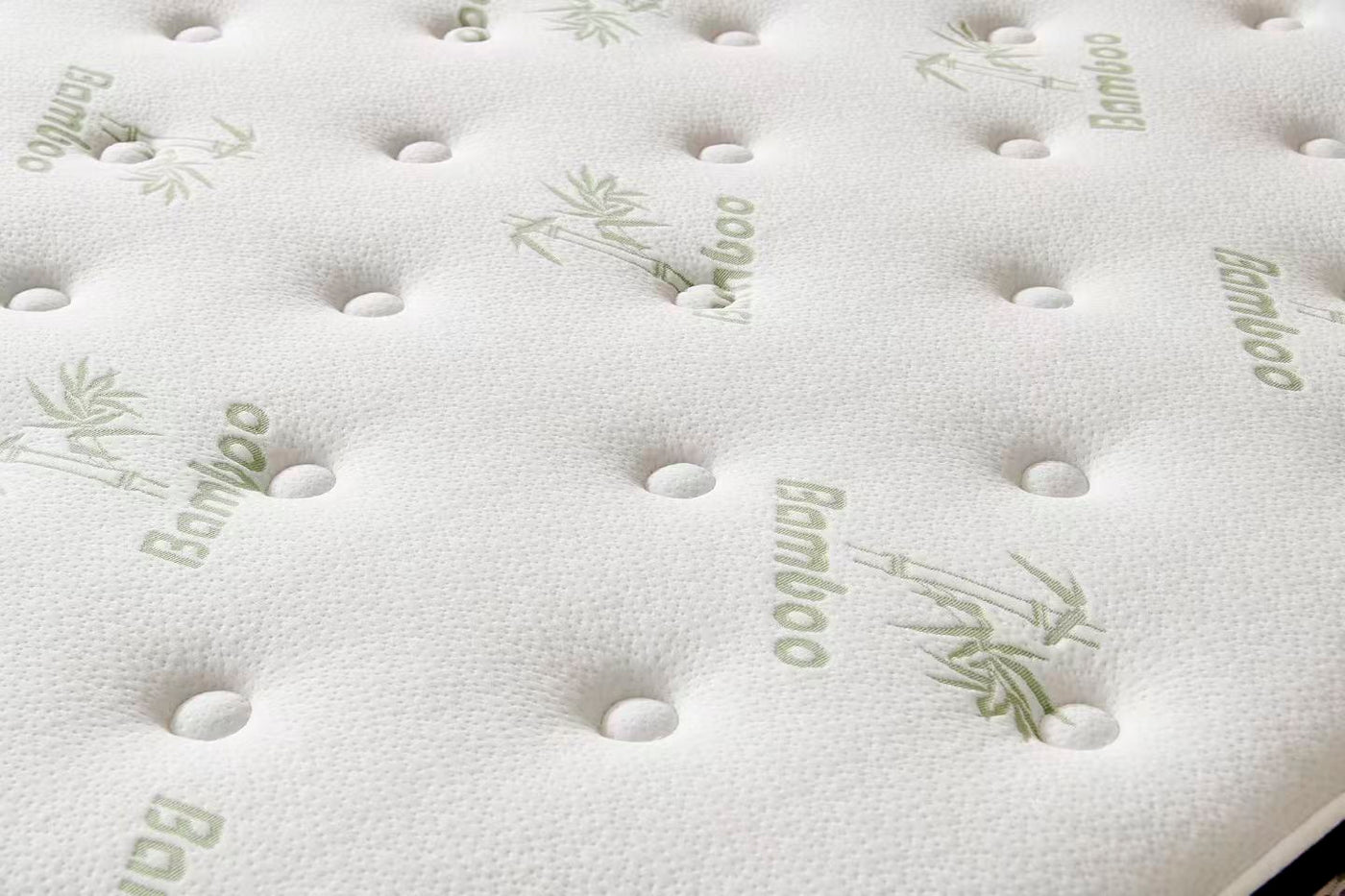 Modern leather bed + White 30cm pillow top bamboo mattress