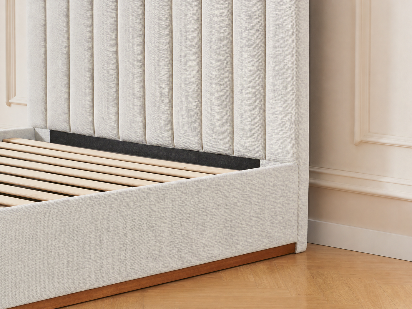 Channel Tufted Linen Bed Frame