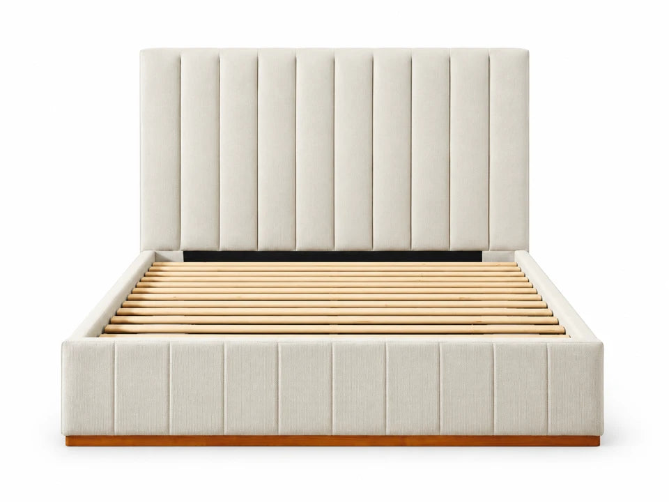 Channel Tufted Linen Bed Frame