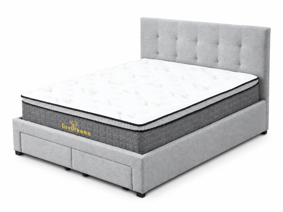Tiffany Bed with Drawers and 30cm Bamboo Pillow Top Mattress