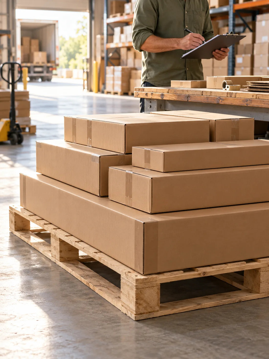 Illustrative furniture warehouse packing and dispatch