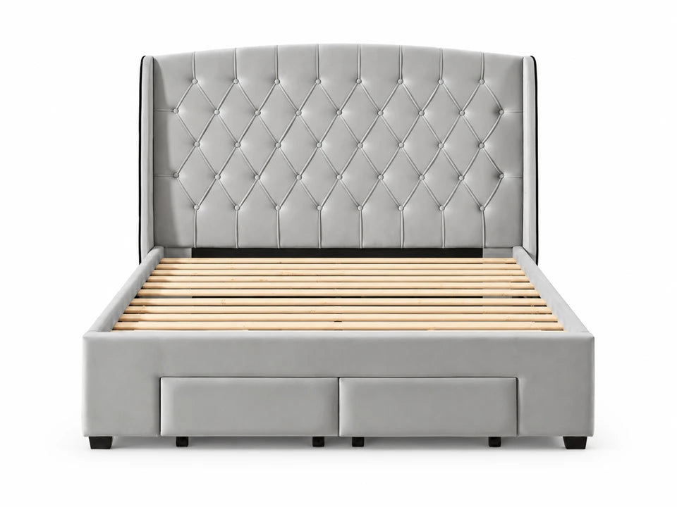 Grey Diamond Storage Bed Frame- 4 Drawers